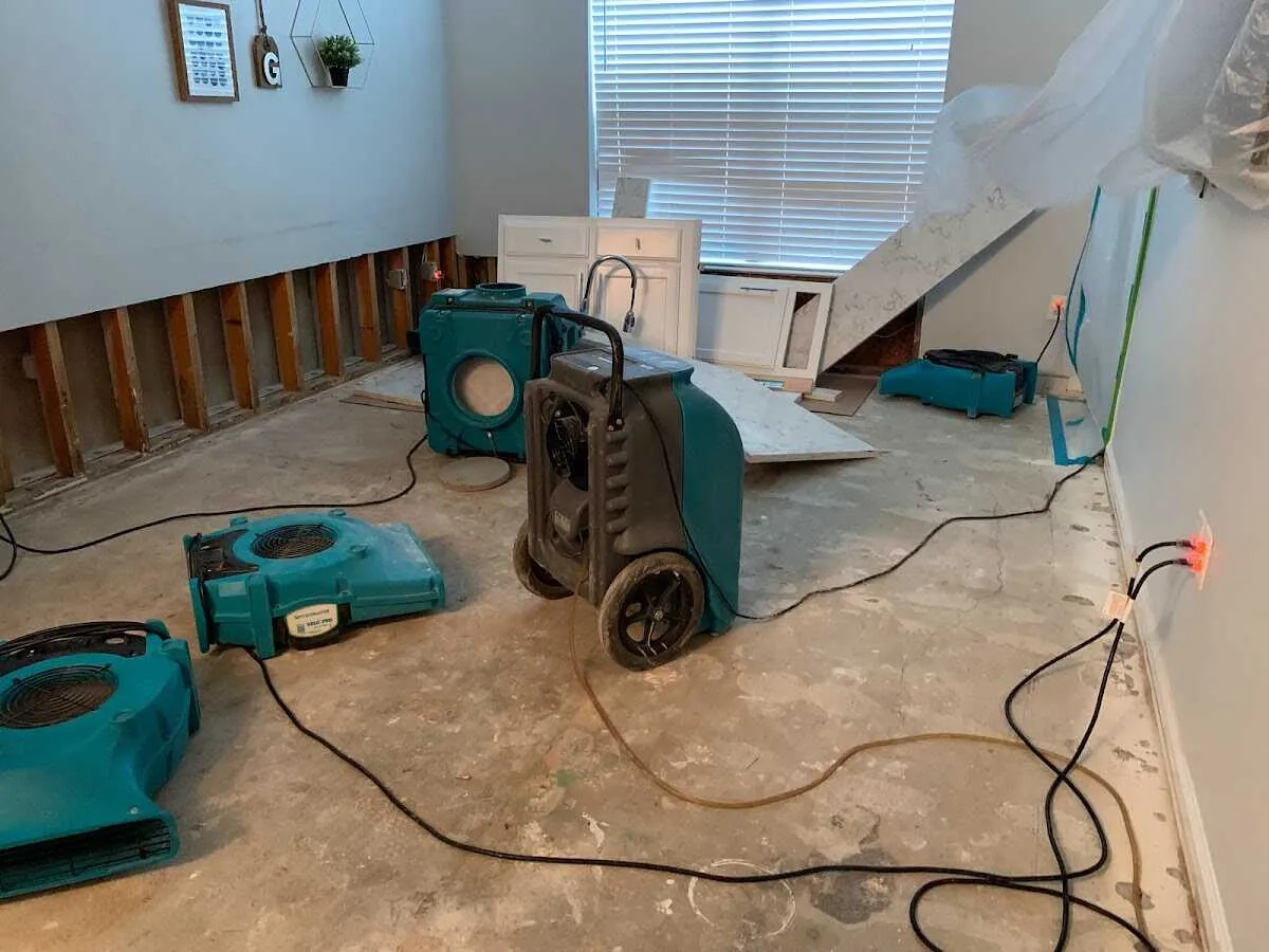 Dehumidifier in flood-cut room for Water Damage Restoration in Wilmington